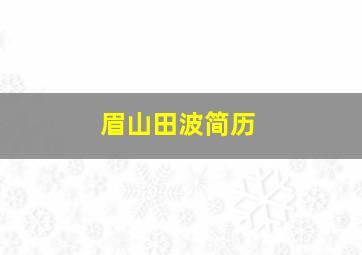 眉山田波简历