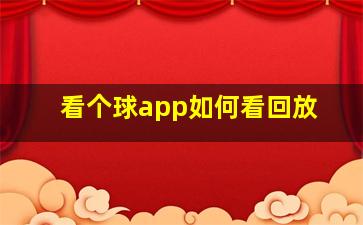 看个球app如何看回放