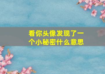 看你头像发现了一个小秘密什么意思