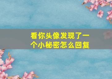 看你头像发现了一个小秘密怎么回复