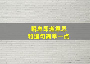 瞬息即逝意思和造句简单一点