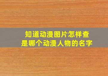 知道动漫图片怎样查是哪个动漫人物的名字