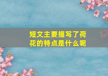 短文主要描写了荷花的特点是什么呢