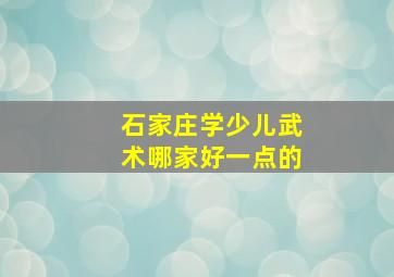 石家庄学少儿武术哪家好一点的