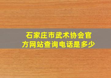 石家庄市武术协会官方网站查询电话是多少