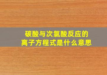 碳酸与次氯酸反应的离子方程式是什么意思