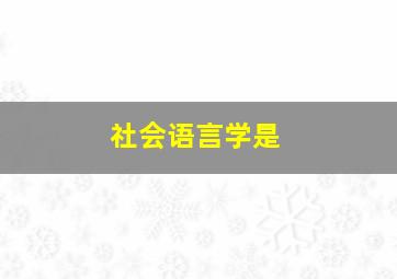 社会语言学是