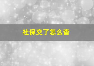 社保交了怎么杳