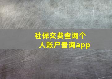 社保交费查询个人账户查询app