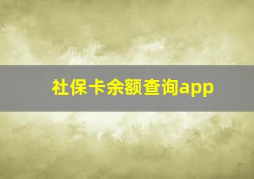 社保卡余额查询app