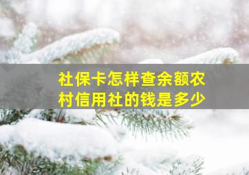 社保卡怎样查余额农村信用社的钱是多少