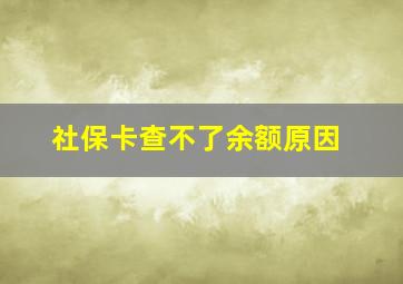 社保卡查不了余额原因