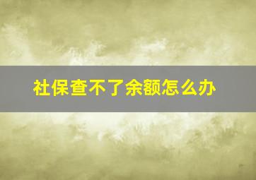 社保查不了余额怎么办