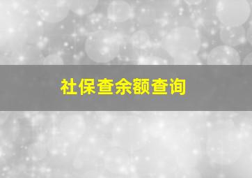 社保查余额查询