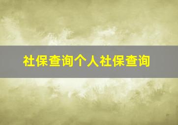 社保查询个人社保查询