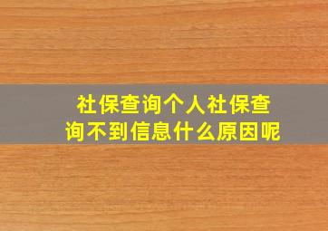 社保查询个人社保查询不到信息什么原因呢