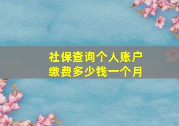 社保查询个人账户缴费多少钱一个月