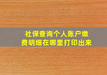 社保查询个人账户缴费明细在哪里打印出来