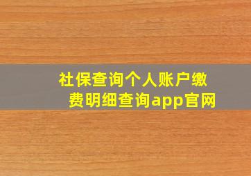 社保查询个人账户缴费明细查询app官网