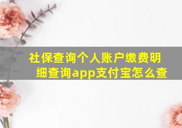 社保查询个人账户缴费明细查询app支付宝怎么查