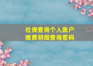 社保查询个人账户缴费明细查询密码