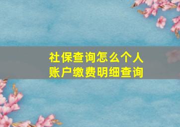 社保查询怎么个人账户缴费明细查询