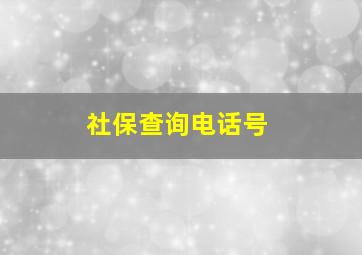 社保查询电话号