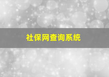 社保网查询系统