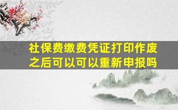 社保费缴费凭证打印作废之后可以可以重新申报吗