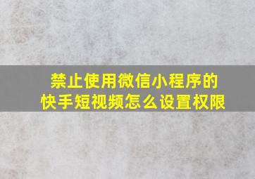 禁止使用微信小程序的快手短视频怎么设置权限