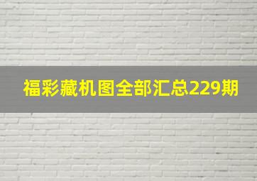 福彩藏机图全部汇总229期