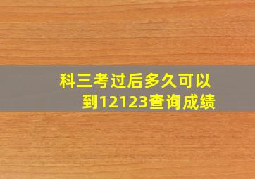 科三考过后多久可以到12123查询成绩