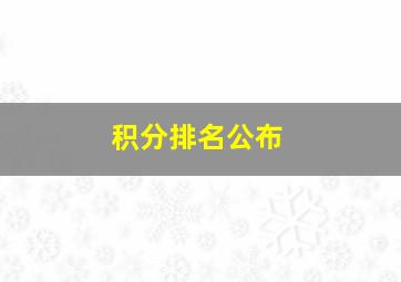 积分排名公布