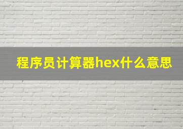 程序员计算器hex什么意思