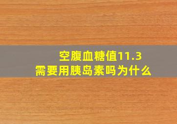 空腹血糖值11.3需要用胰岛素吗为什么