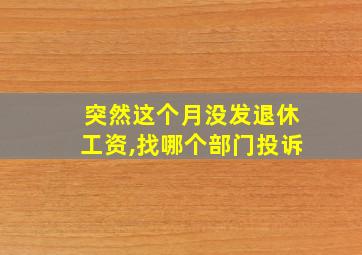 突然这个月没发退休工资,找哪个部门投诉