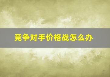 竞争对手价格战怎么办