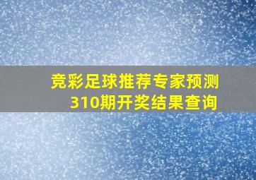 竞彩足球推荐专家预测310期开奖结果查询