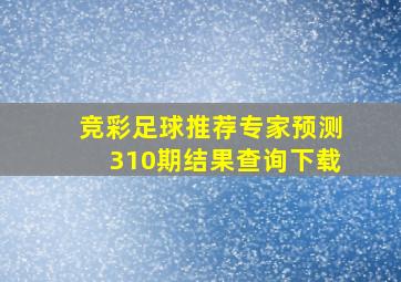 竞彩足球推荐专家预测310期结果查询下载