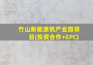 竹山新能源钒产业园项目(投资合作+EPC)