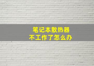 笔记本散热器不工作了怎么办