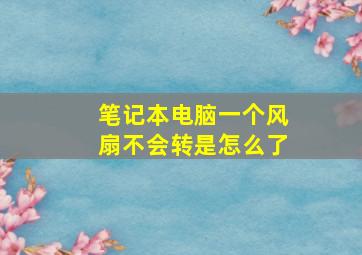 笔记本电脑一个风扇不会转是怎么了