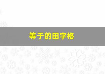 等于的田字格