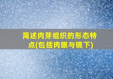 简述肉芽组织的形态特点(包括肉眼与镜下)