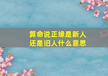 算命说正缘是新人还是旧人什么意思