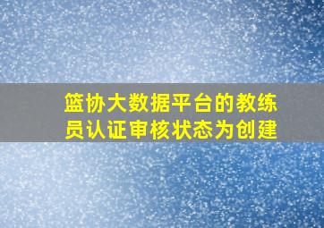 篮协大数据平台的教练员认证审核状态为创建