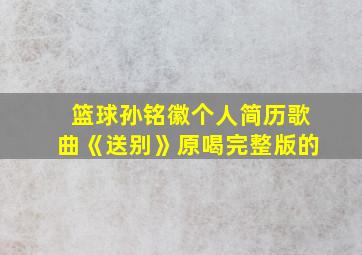 篮球孙铭徽个人简历歌曲《送别》原喝完整版的