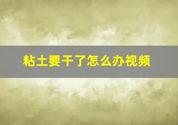 粘土要干了怎么办视频