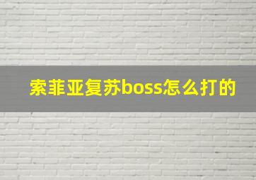 索菲亚复苏boss怎么打的