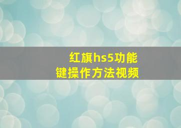 红旗hs5功能键操作方法视频